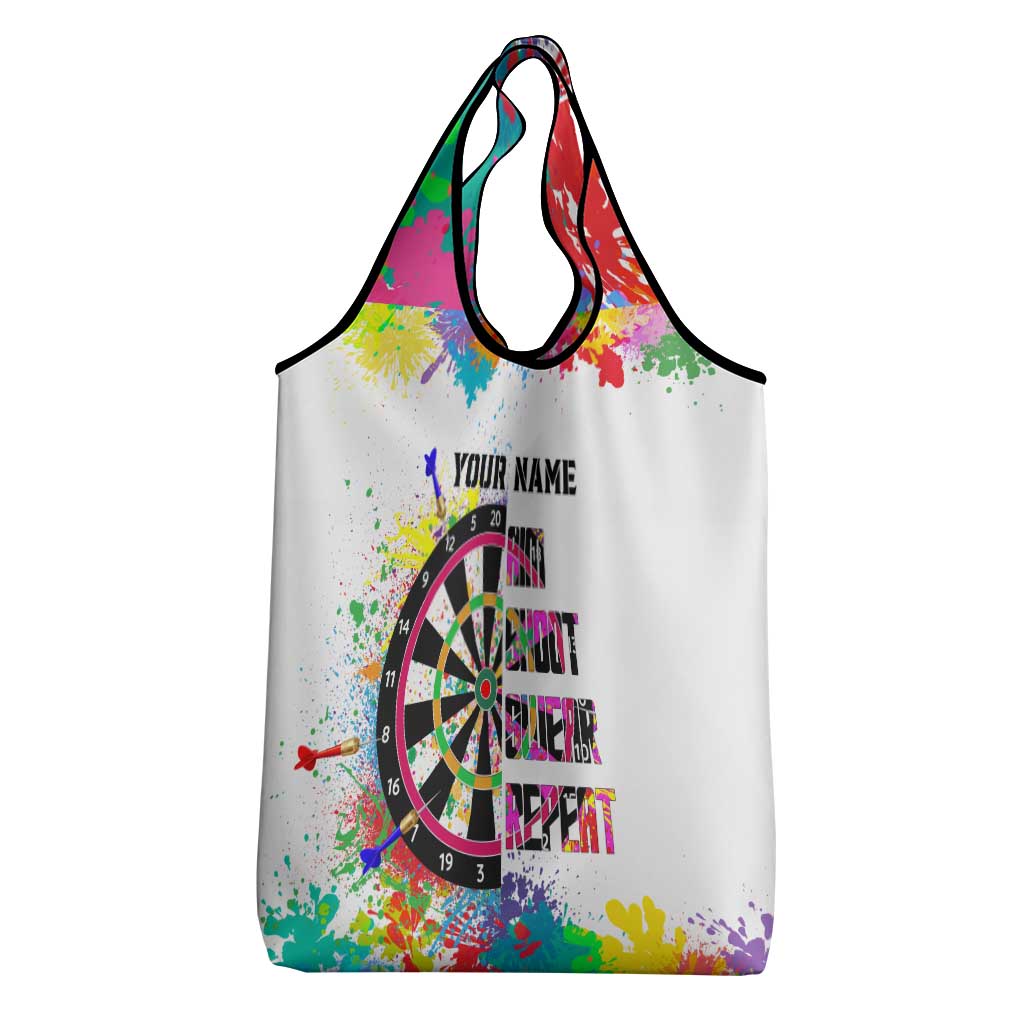 Colorful Dartboard and Splatter Paint Darts Grocery Bag Personalized Motivational Quote - Wonder Print Shop