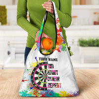 Colorful Dartboard and Splatter Paint Darts Grocery Bag Personalized Motivational Quote - Wonder Print Shop