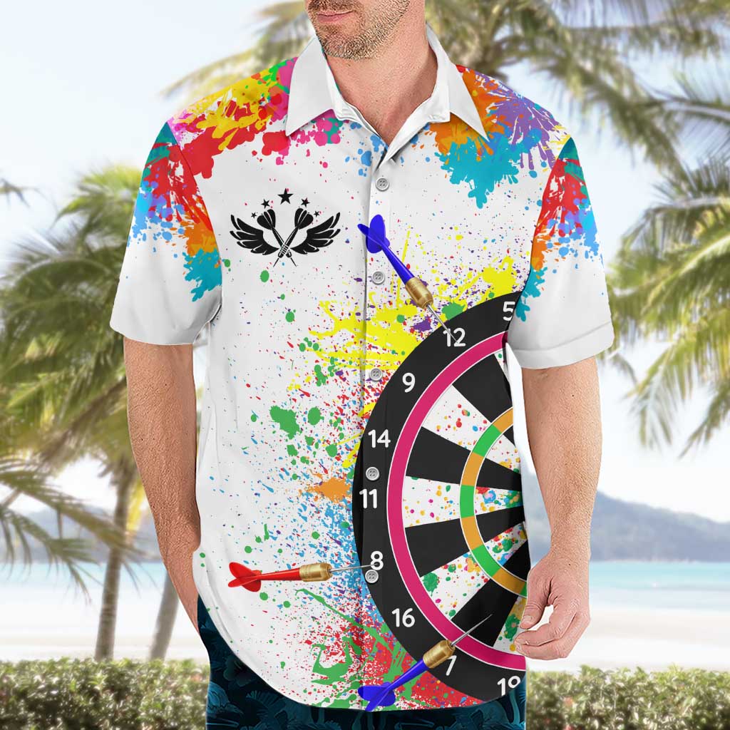 Colorful Dartboard and Splatter Paint Darts Hawaiian Shirt Personalized Motivational Quote - Wonder Print Shop