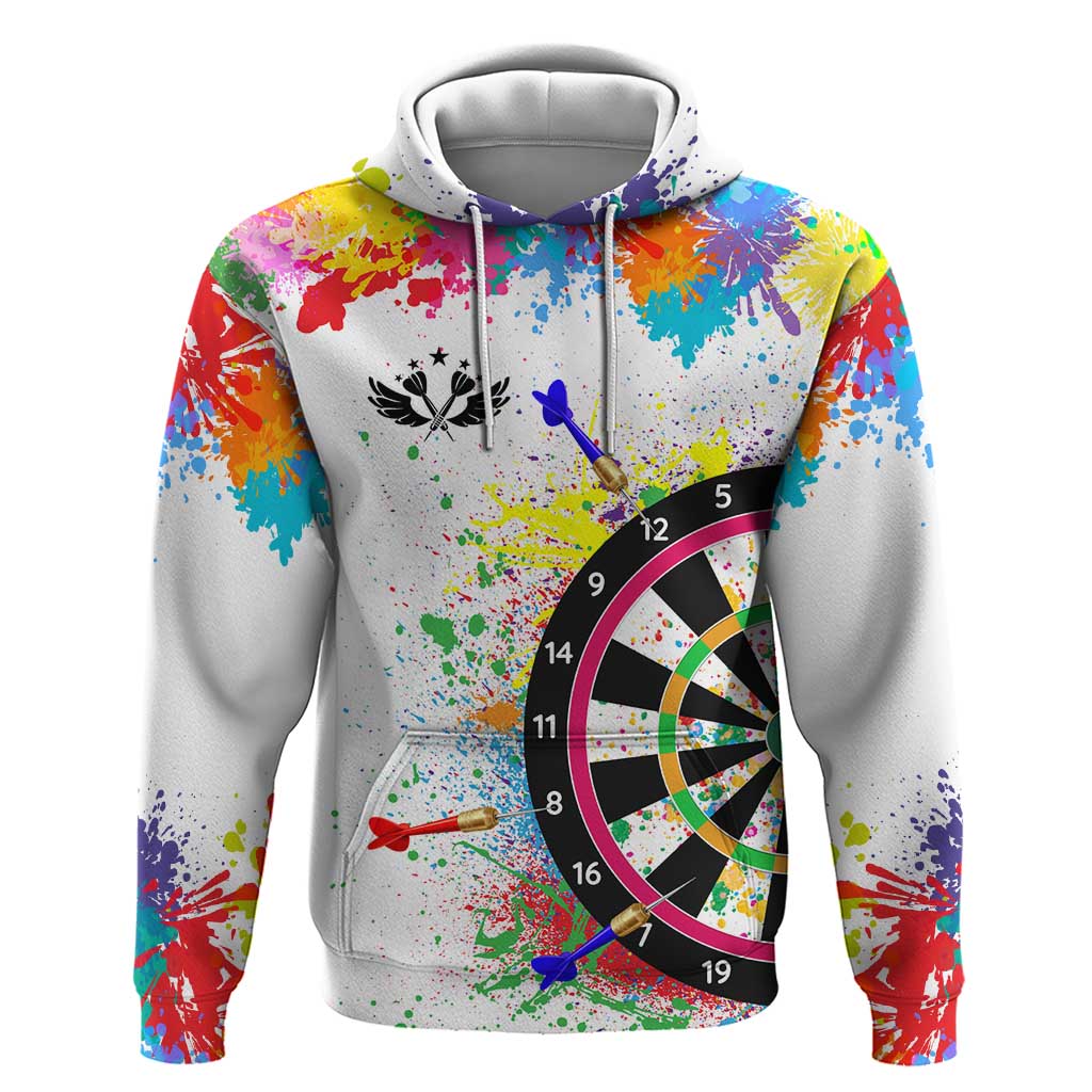 Colorful Dartboard and Splatter Paint Darts Hoodie Personalized Motivational Quote - Wonder Print Shop
