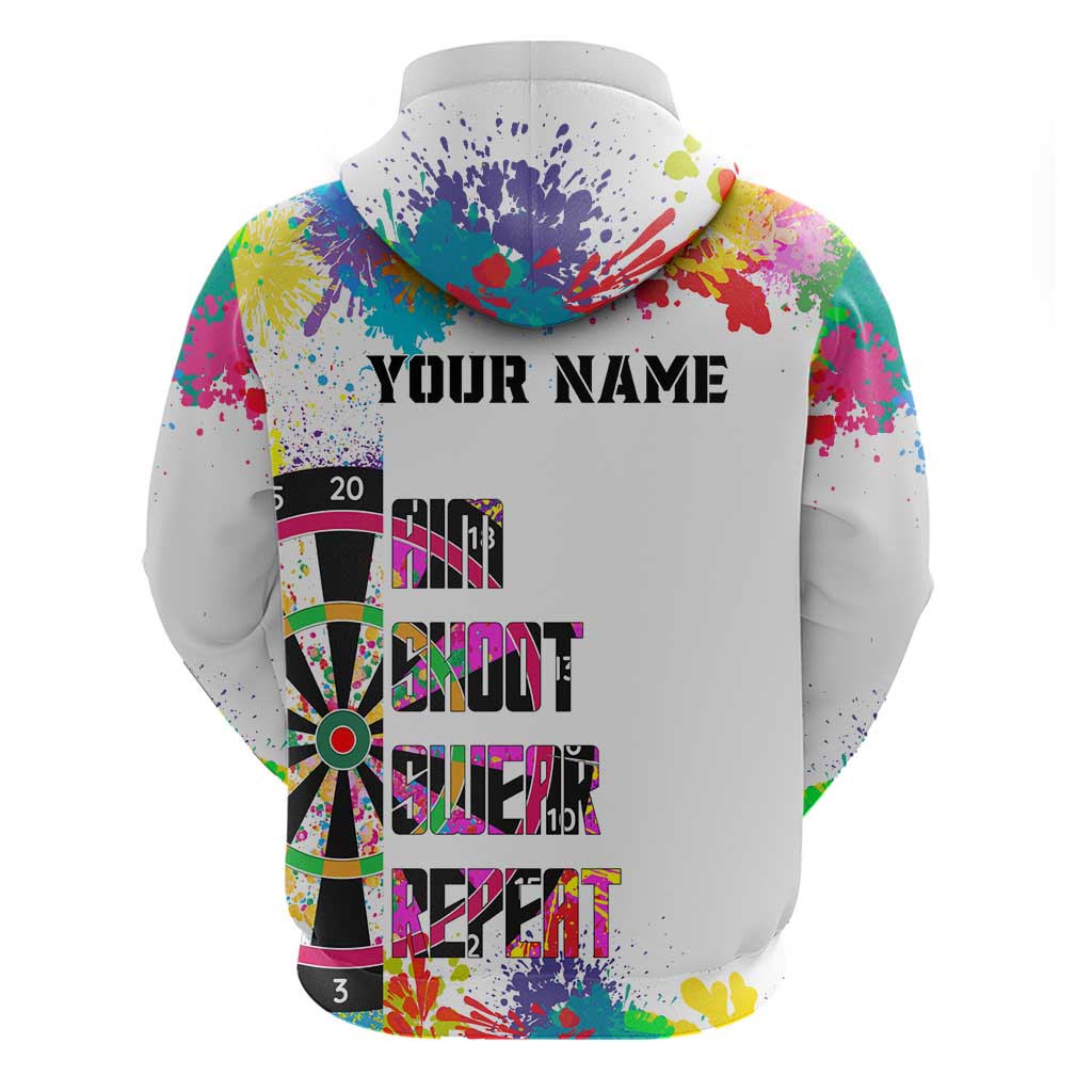 Colorful Dartboard and Splatter Paint Darts Hoodie Personalized Motivational Quote - Wonder Print Shop