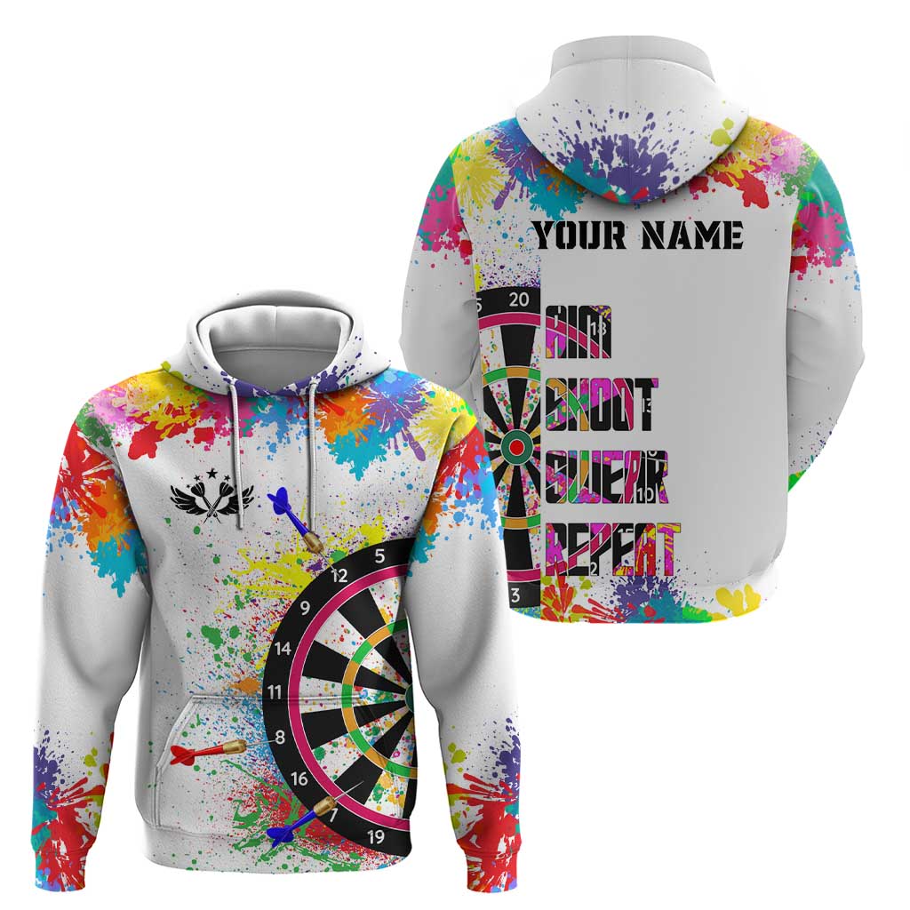 Colorful Dartboard and Splatter Paint Darts Hoodie Personalized Motivational Quote - Wonder Print Shop