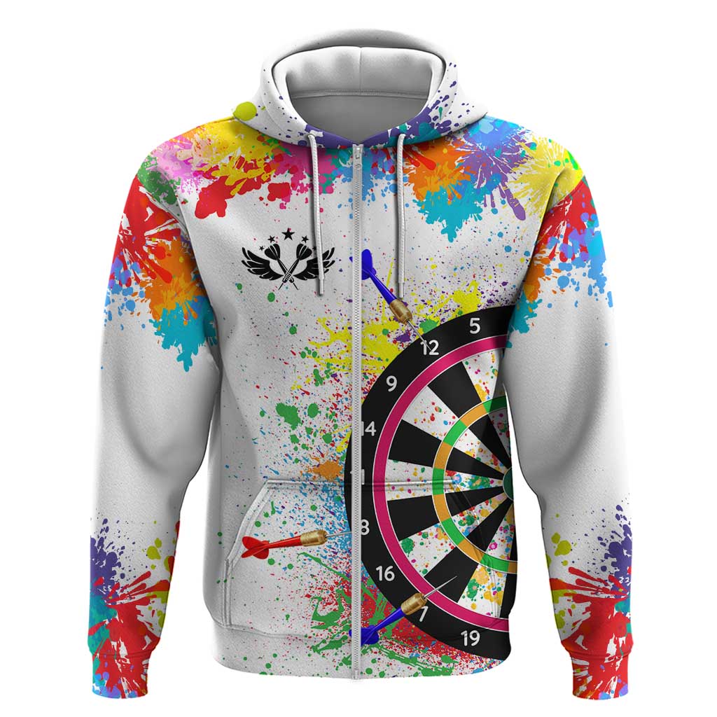 Colorful Dartboard and Splatter Paint Darts Hoodie Personalized Motivational Quote - Wonder Print Shop