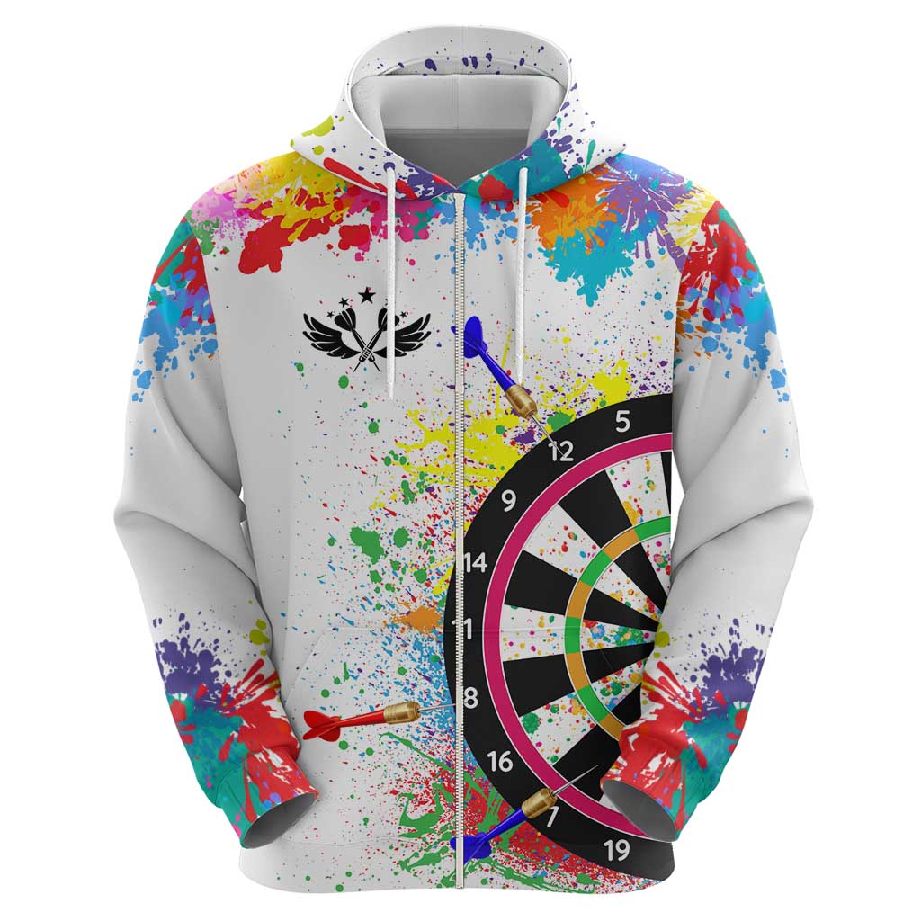 Colorful Dartboard and Splatter Paint Darts Hoodie Personalized Motivational Quote - Wonder Print Shop