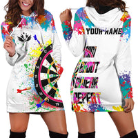 Colorful Dartboard and Splatter Paint Darts Hoodie Dress Personalized Motivational Quote - Wonder Print Shop