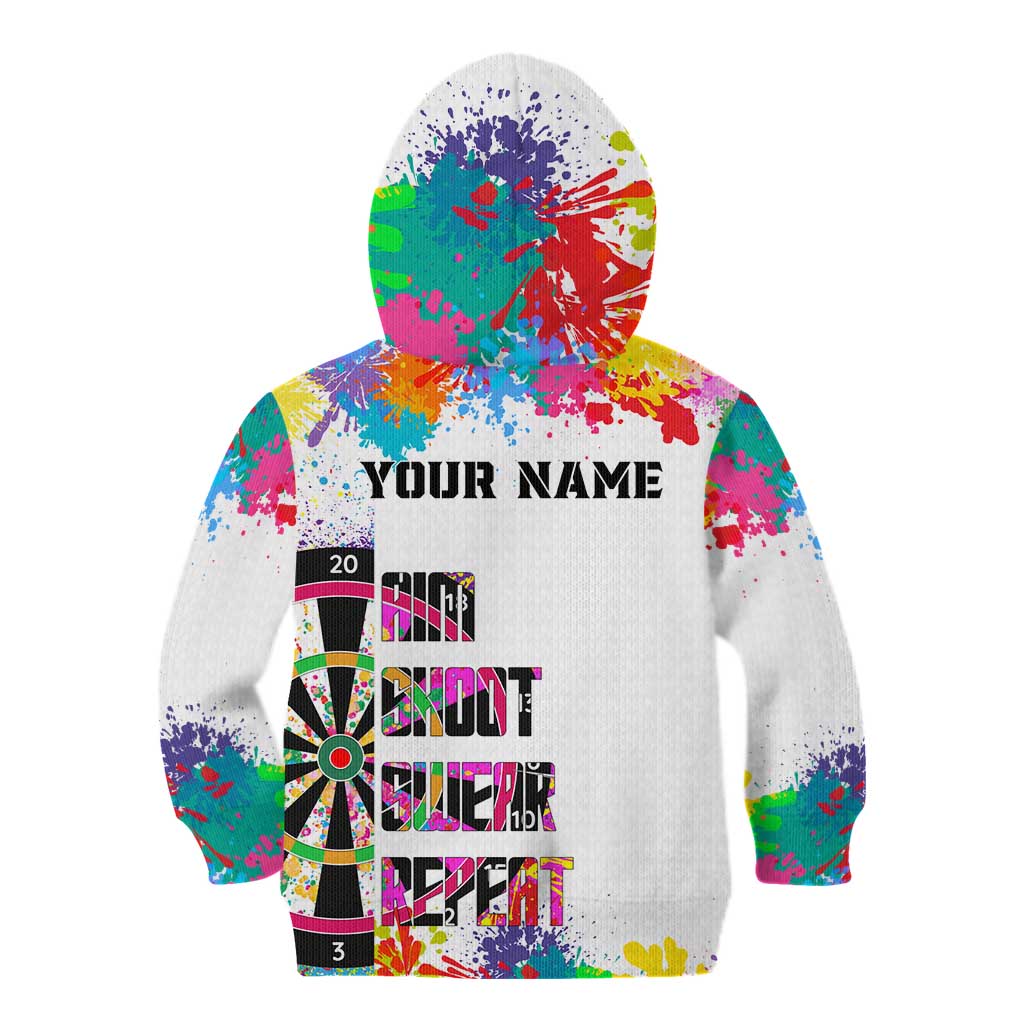 Colorful Dartboard and Splatter Paint Darts Kid Hoodie Personalized Motivational Quote - Wonder Print Shop