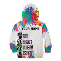 Colorful Dartboard and Splatter Paint Darts Kid Hoodie Personalized Motivational Quote - Wonder Print Shop