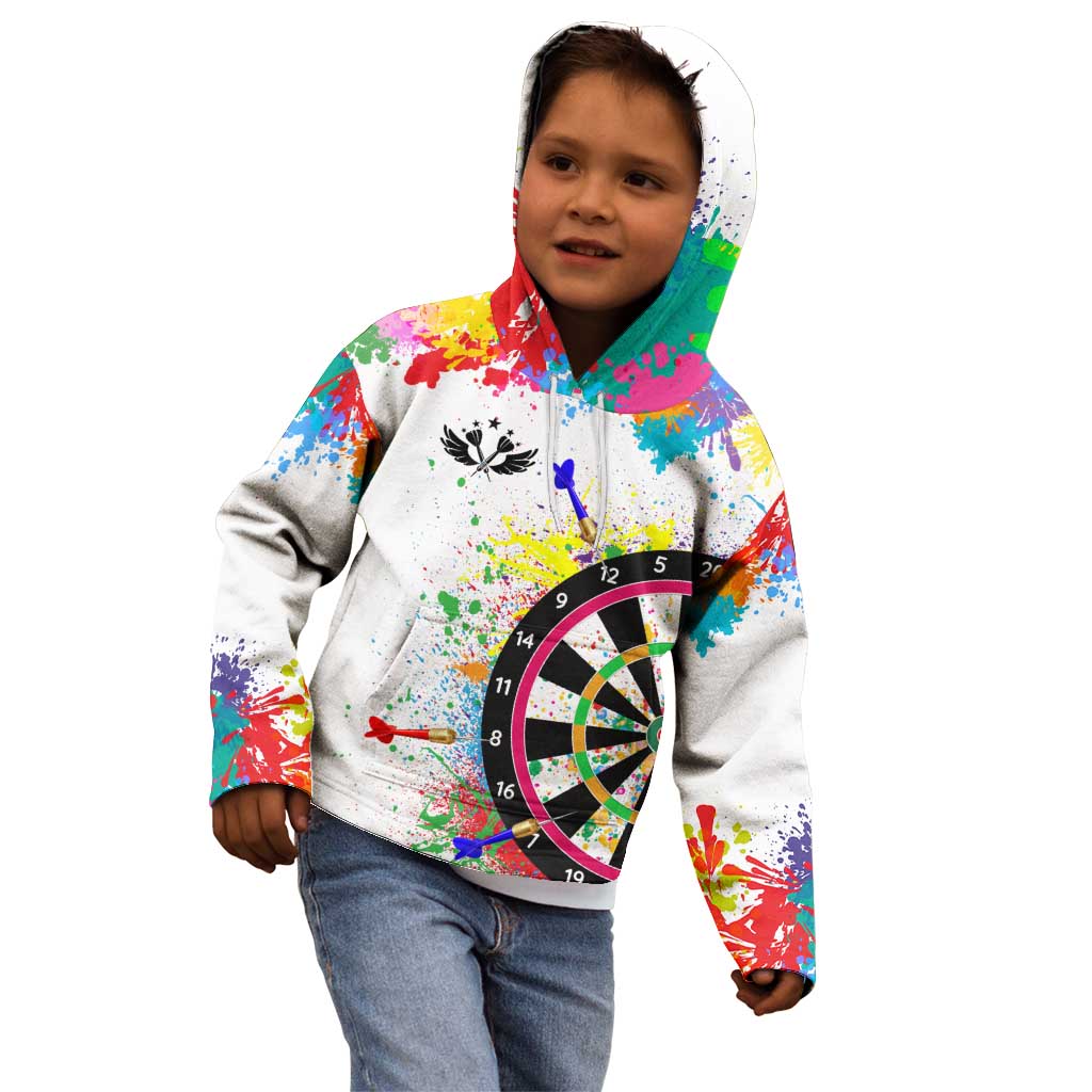 Colorful Dartboard and Splatter Paint Darts Kid Hoodie Personalized Motivational Quote - Wonder Print Shop