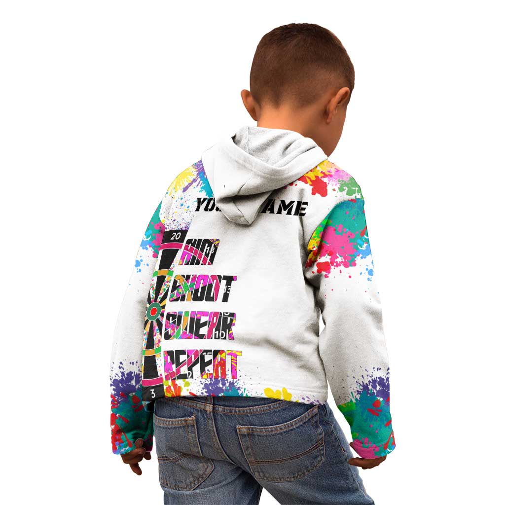 Colorful Dartboard and Splatter Paint Darts Kid Hoodie Personalized Motivational Quote - Wonder Print Shop
