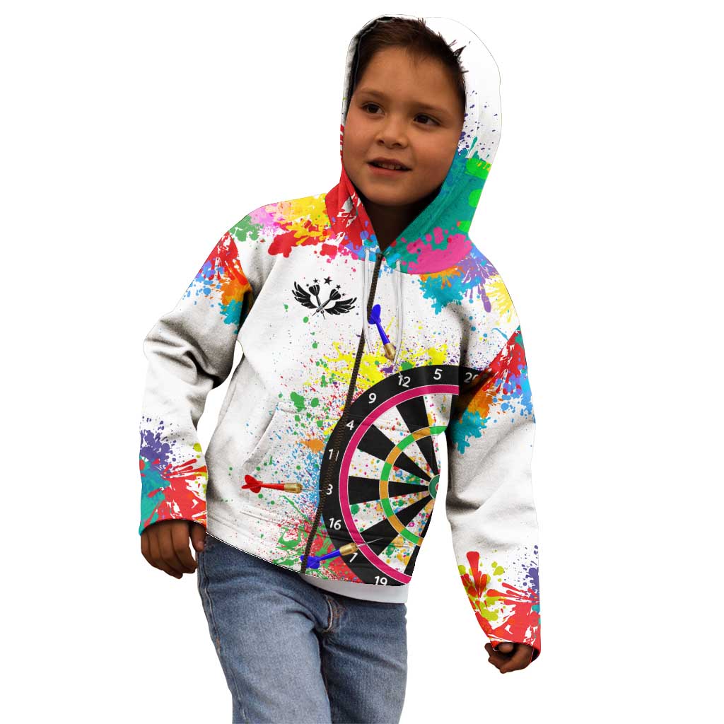 Colorful Dartboard and Splatter Paint Darts Kid Hoodie Personalized Motivational Quote - Wonder Print Shop