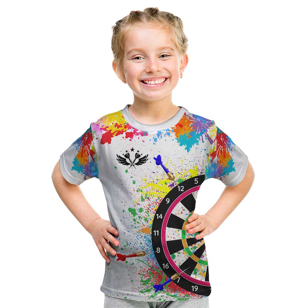 Colorful Dartboard and Splatter Paint Darts Kid T Shirt Personalized Motivational Quote - Wonder Print Shop