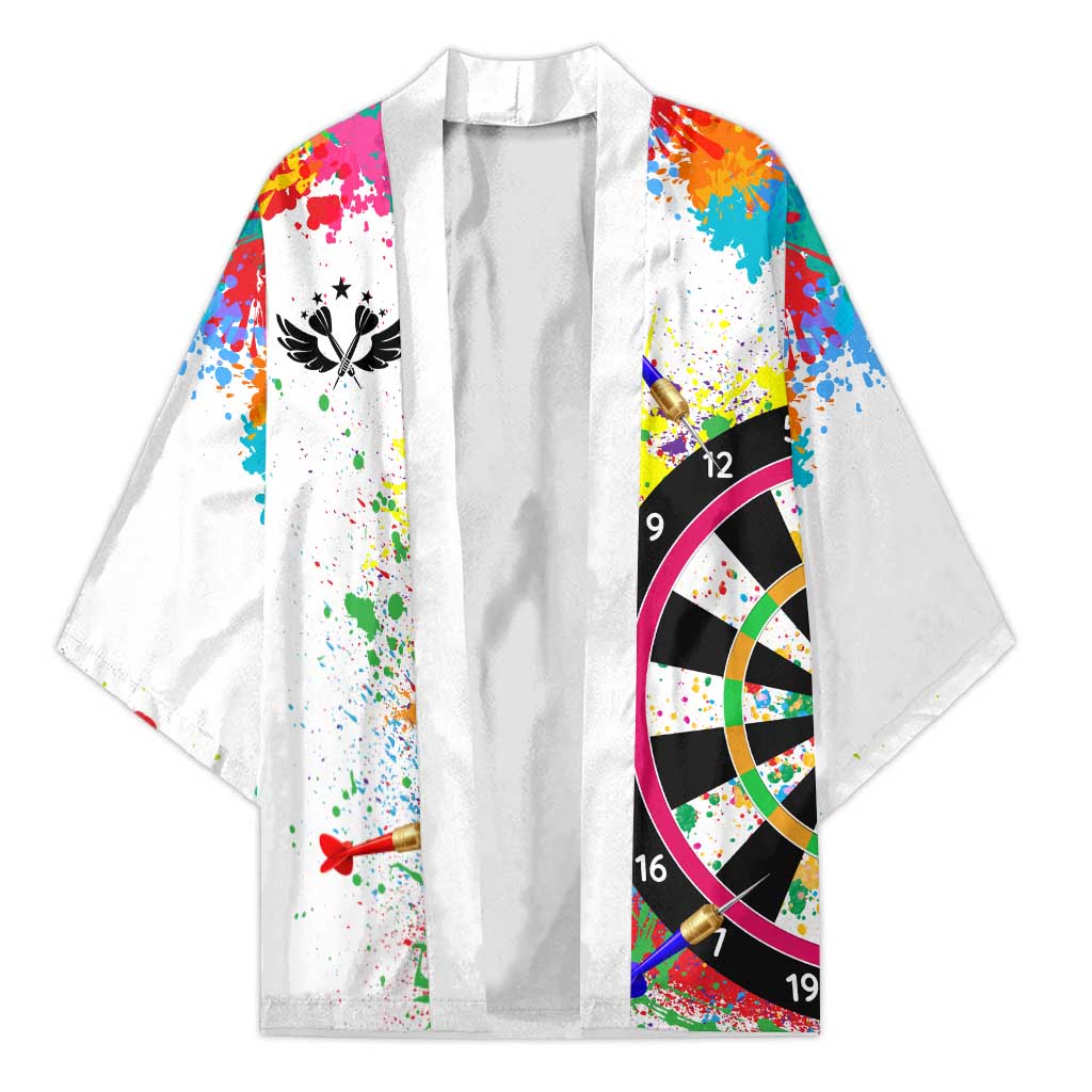 Colorful Dartboard and Splatter Paint Darts Kimono Personalized Motivational Quote - Wonder Print Shop