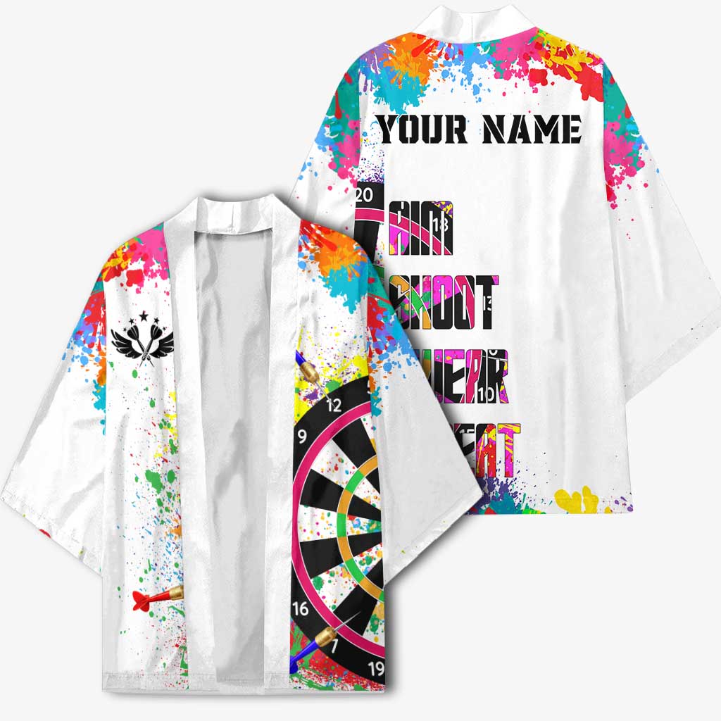 Colorful Dartboard and Splatter Paint Darts Kimono Personalized Motivational Quote - Wonder Print Shop