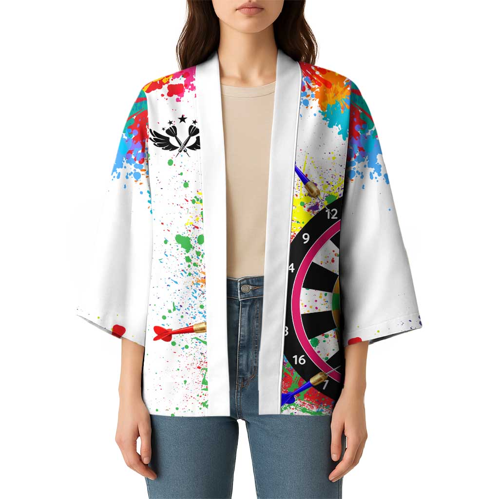 Colorful Dartboard and Splatter Paint Darts Kimono Personalized Motivational Quote - Wonder Print Shop