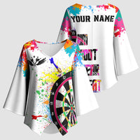 Colorful Dartboard and Splatter Paint Darts Kimono Sleeve Blouse Personalized Motivational Quote - Wonder Print Shop