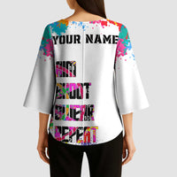 Colorful Dartboard and Splatter Paint Darts Kimono Sleeve Blouse Personalized Motivational Quote - Wonder Print Shop