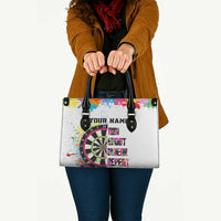 Colorful Dartboard and Splatter Paint Darts Leather Bag Personalized Motivational Quote - Wonder Print Shop