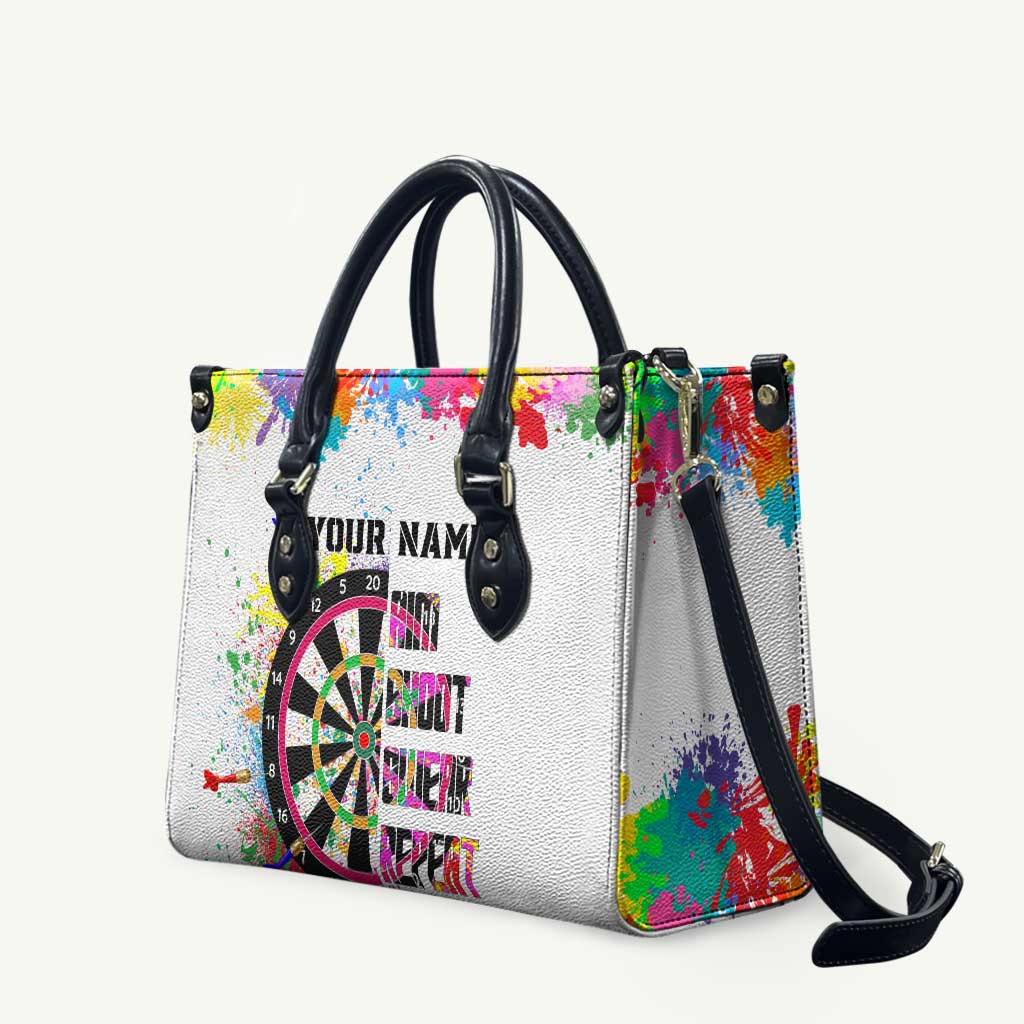 Colorful Dartboard and Splatter Paint Darts Leather Bag Personalized Motivational Quote - Wonder Print Shop