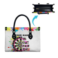 Colorful Dartboard and Splatter Paint Darts Leather Bag Personalized Motivational Quote - Wonder Print Shop
