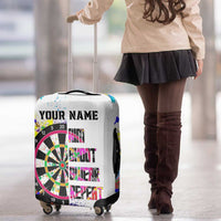 Colorful Dartboard and Splatter Paint Darts Luggage Cover Personalized Motivational Quote - Wonder Print Shop