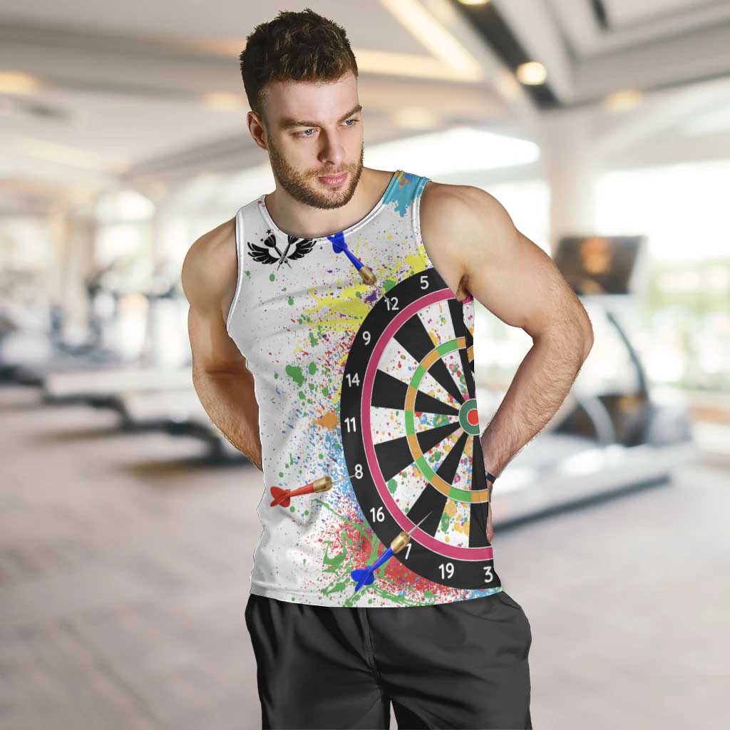 Colorful Dartboard and Splatter Paint Darts Men Tank Top Personalized Motivational Quote - Wonder Print Shop
