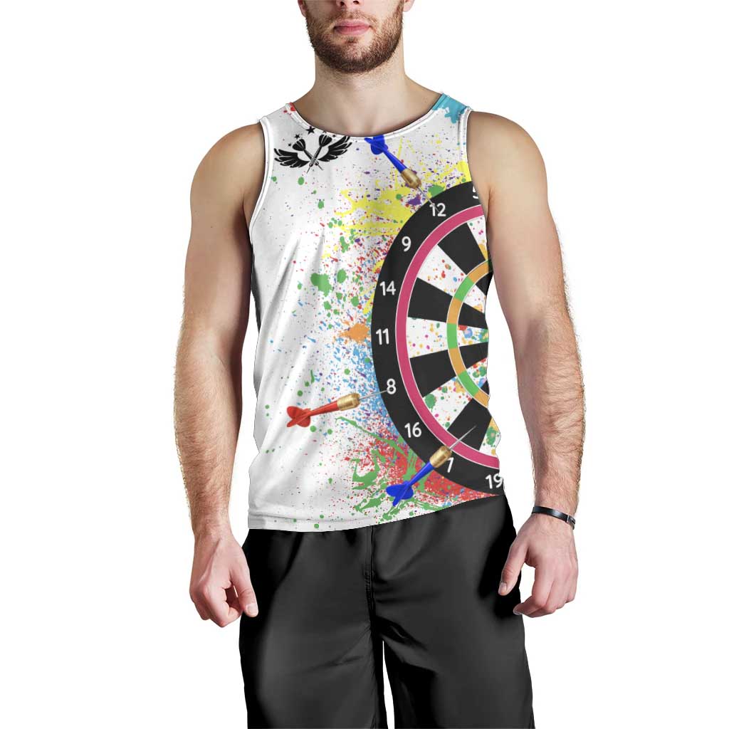 Colorful Dartboard and Splatter Paint Darts Men Tank Top Personalized Motivational Quote - Wonder Print Shop