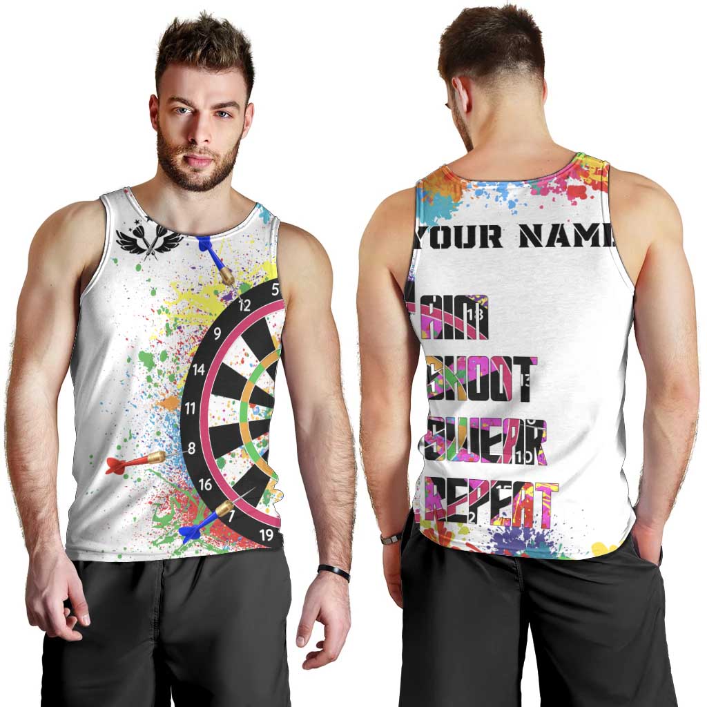 Colorful Dartboard and Splatter Paint Darts Men Tank Top Personalized Motivational Quote - Wonder Print Shop