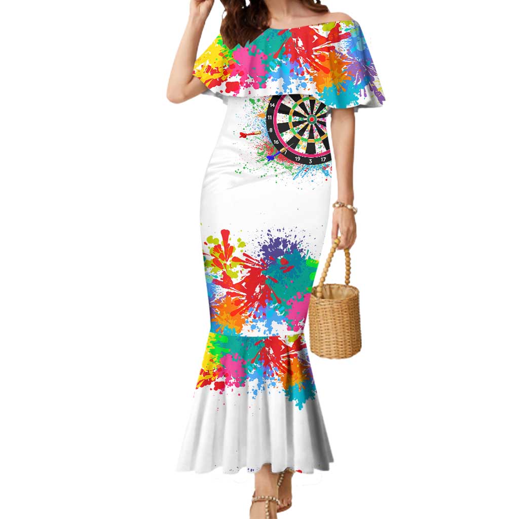 Colorful Dartboard and Splatter Paint Darts Mermaid Dress Personalized Motivational Quote - Wonder Print Shop