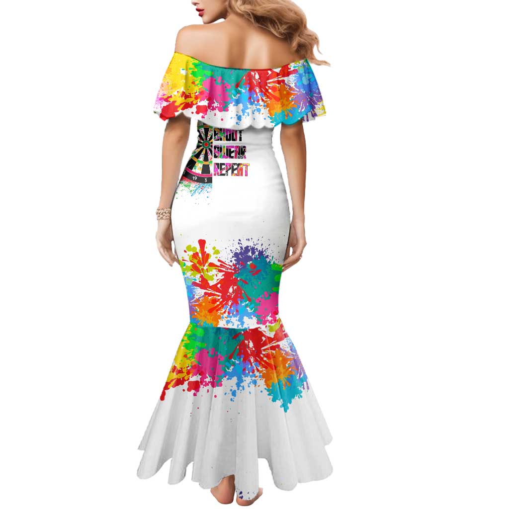 Colorful Dartboard and Splatter Paint Darts Mermaid Dress Personalized Motivational Quote - Wonder Print Shop