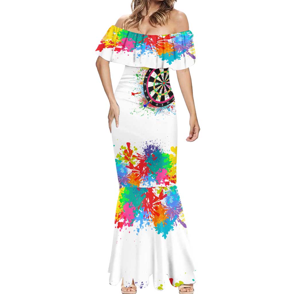 Colorful Dartboard and Splatter Paint Darts Mermaid Dress Personalized Motivational Quote - Wonder Print Shop