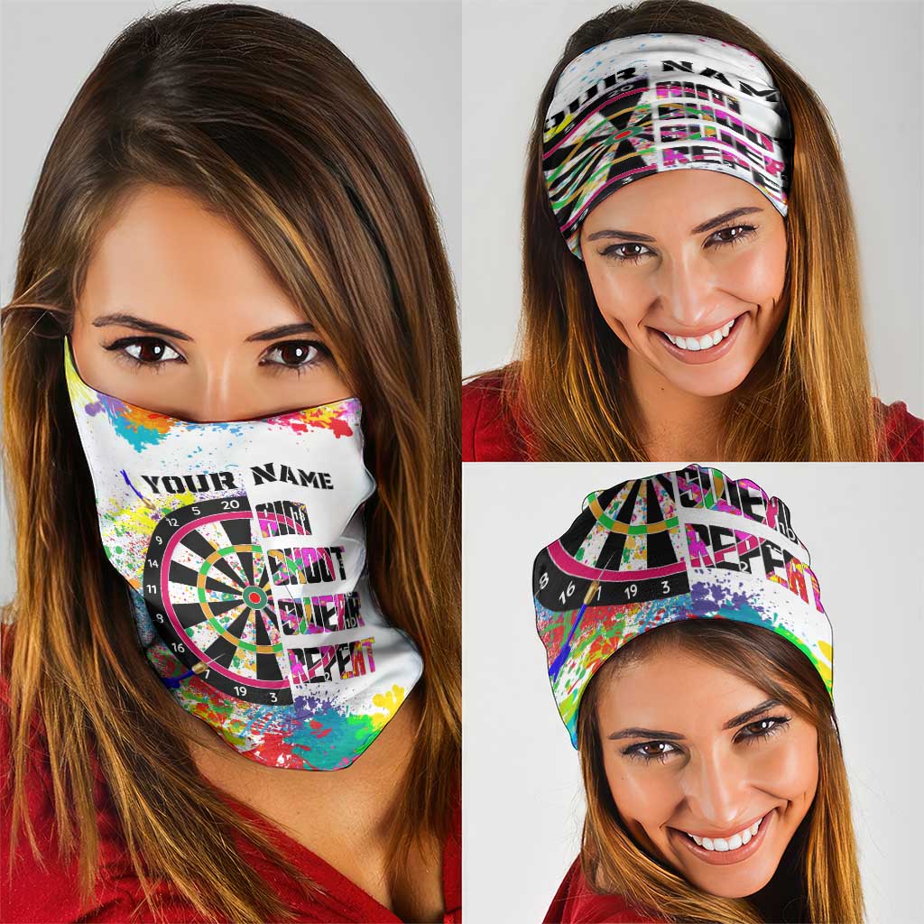 Colorful Dartboard and Splatter Paint Darts Neck Gaiter Motivational Quote TS04