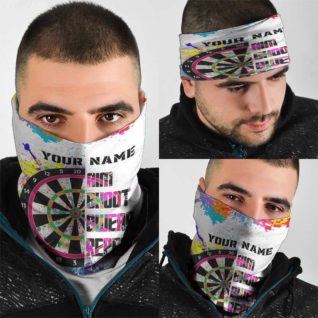 Colorful Dartboard and Splatter Paint Darts Neck Gaiter Motivational Quote TS04
