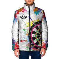 Colorful Dartboard and Splatter Paint Darts Padded Jacket Personalized Motivational Quote - Wonder Print Shop