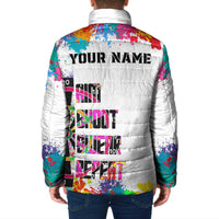 Colorful Dartboard and Splatter Paint Darts Padded Jacket Personalized Motivational Quote - Wonder Print Shop