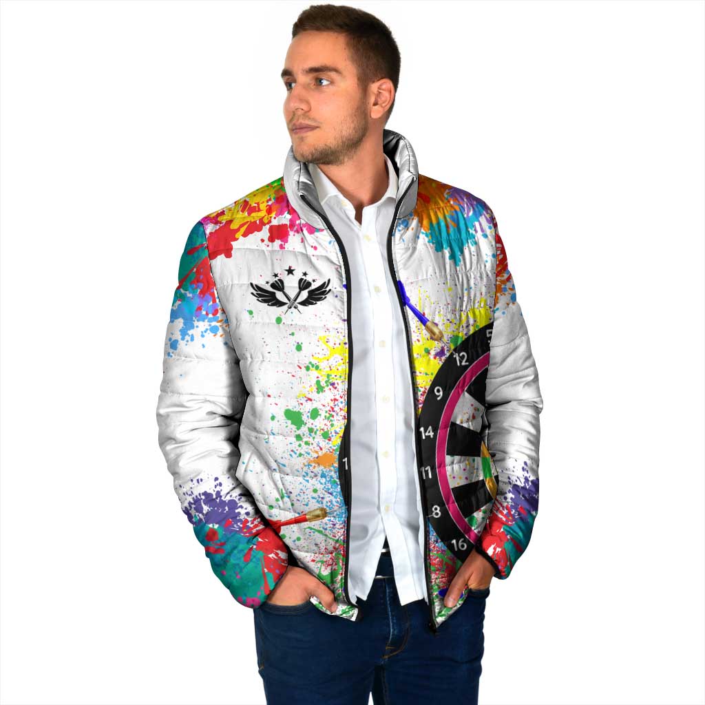 Colorful Dartboard and Splatter Paint Darts Padded Jacket Personalized Motivational Quote - Wonder Print Shop