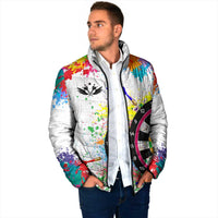 Colorful Dartboard and Splatter Paint Darts Padded Jacket Personalized Motivational Quote - Wonder Print Shop