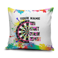 Colorful Dartboard and Splatter Paint Darts Pillow Cover Personalized Motivational Quote - Wonder Print Shop