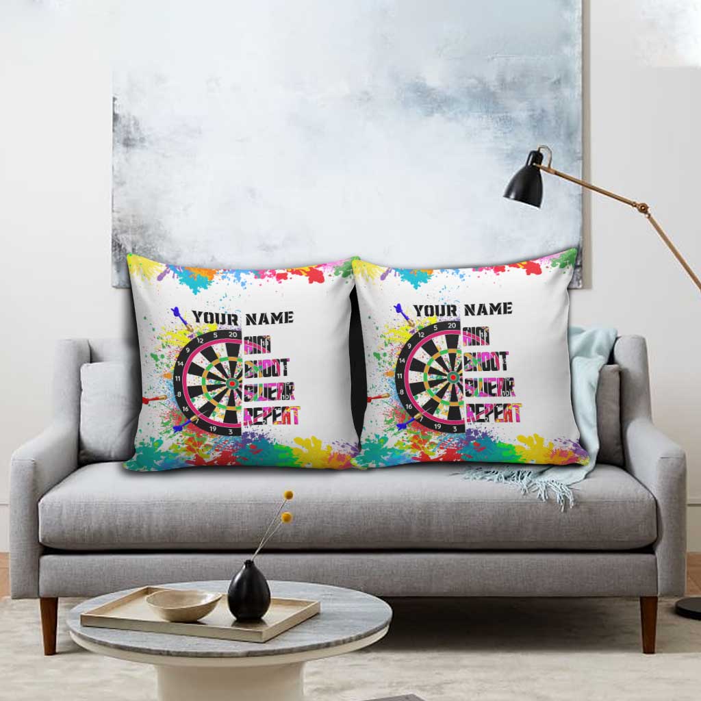 Colorful Dartboard and Splatter Paint Darts Pillow Cover Personalized Motivational Quote - Wonder Print Shop