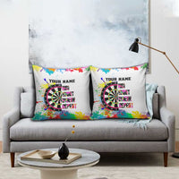 Colorful Dartboard and Splatter Paint Darts Pillow Cover Personalized Motivational Quote - Wonder Print Shop