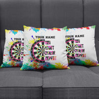 Colorful Dartboard and Splatter Paint Darts Pillow Cover Personalized Motivational Quote - Wonder Print Shop