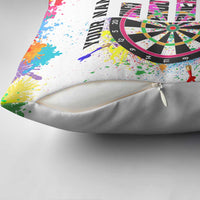 Colorful Dartboard and Splatter Paint Darts Pillow Cover Personalized Motivational Quote - Wonder Print Shop
