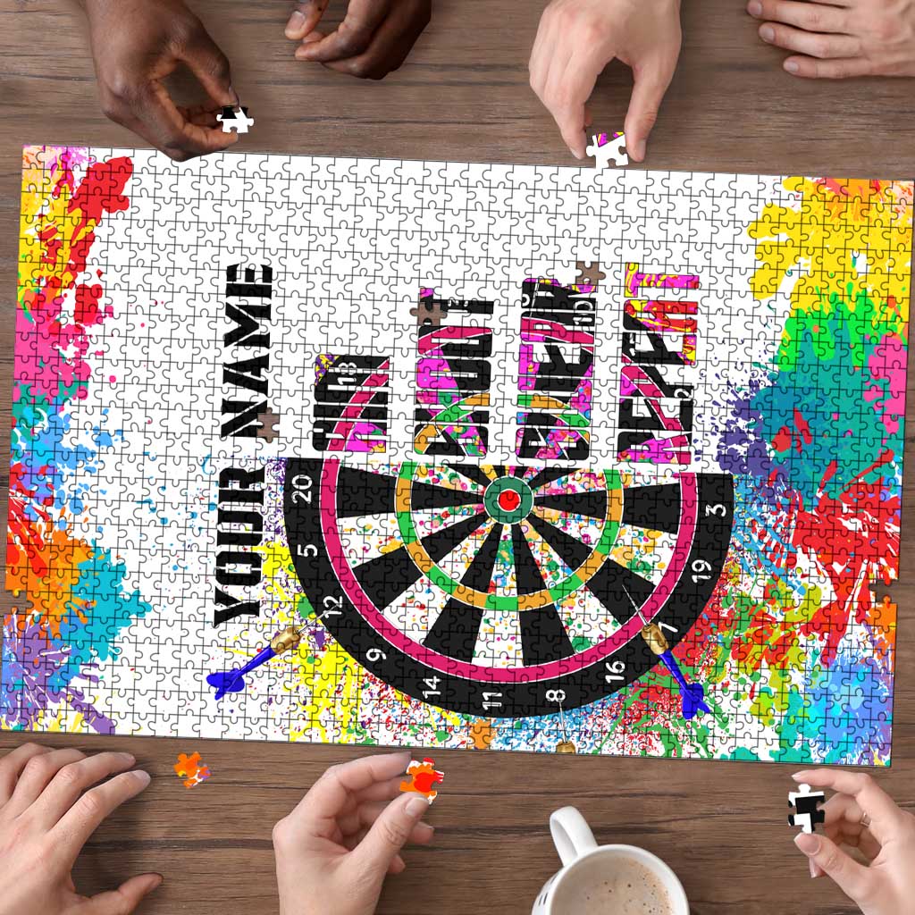 Colorful Dartboard and Splatter Paint Darts Puzzle Personalized Motivational Quote - Wonder Print Shop