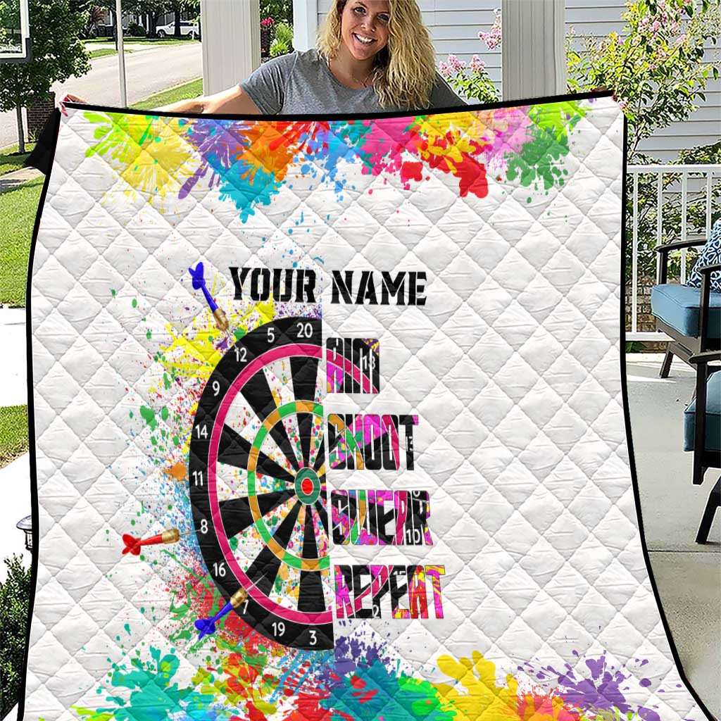 Colorful Dartboard and Splatter Paint Darts Quilt Personalized Motivational Quote - Wonder Print Shop