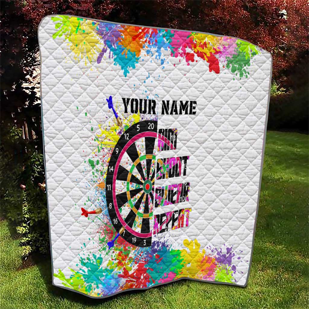 Colorful Dartboard and Splatter Paint Darts Quilt Personalized Motivational Quote - Wonder Print Shop