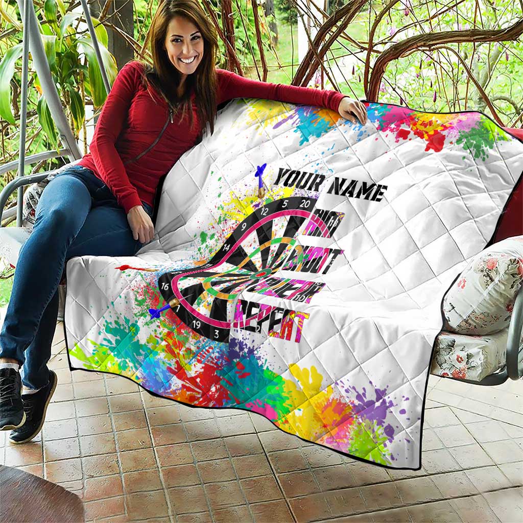 Colorful Dartboard and Splatter Paint Darts Quilt Personalized Motivational Quote - Wonder Print Shop
