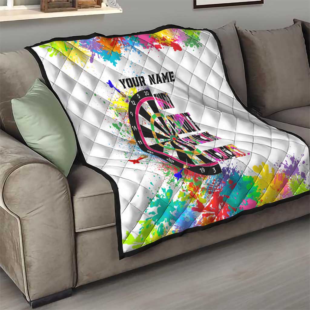 Colorful Dartboard and Splatter Paint Darts Quilt Personalized Motivational Quote - Wonder Print Shop