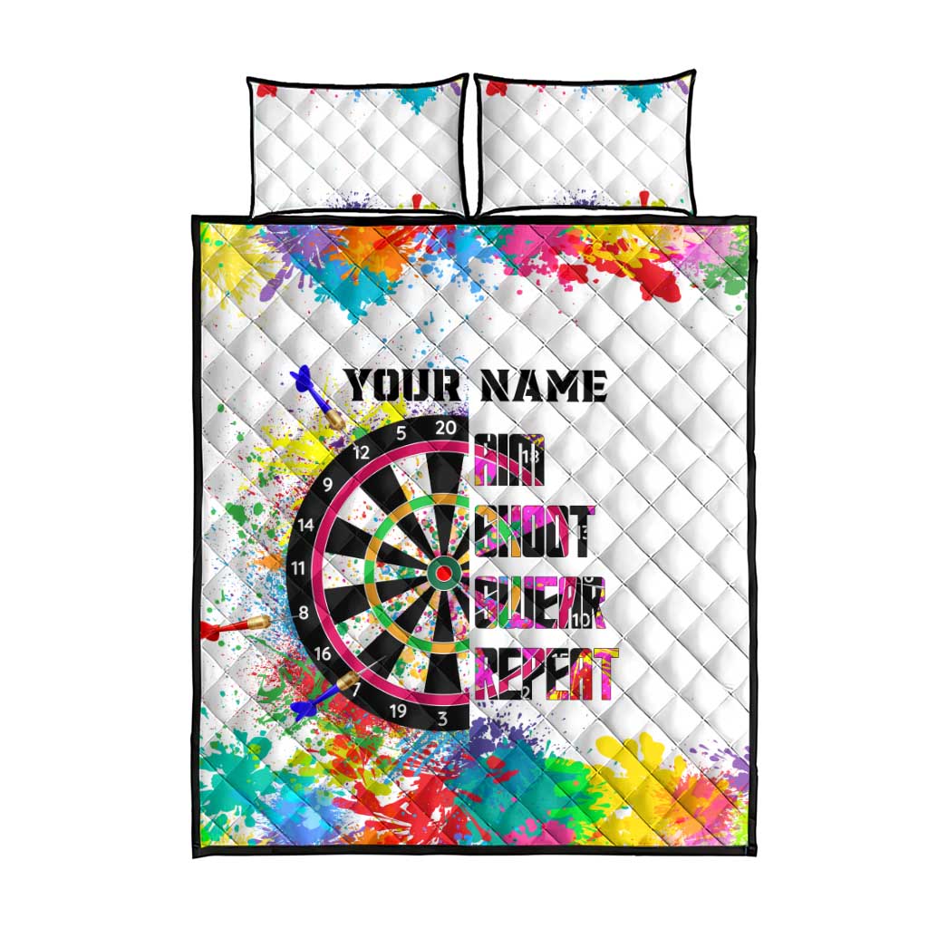 Colorful Dartboard and Splatter Paint Darts Quilt Bed Set Personalized Motivational Quote - Wonder Print Shop