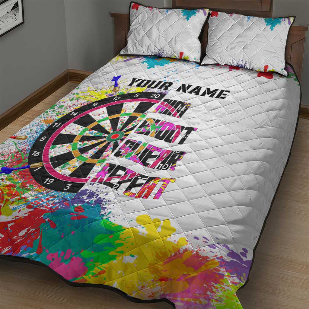 Colorful Dartboard and Splatter Paint Darts Quilt Bed Set Personalized Motivational Quote - Wonder Print Shop