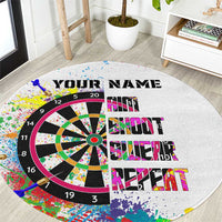 Colorful Dartboard and Splatter Paint Darts Round Carpet Personalized Motivational Quote - Wonder Print Shop