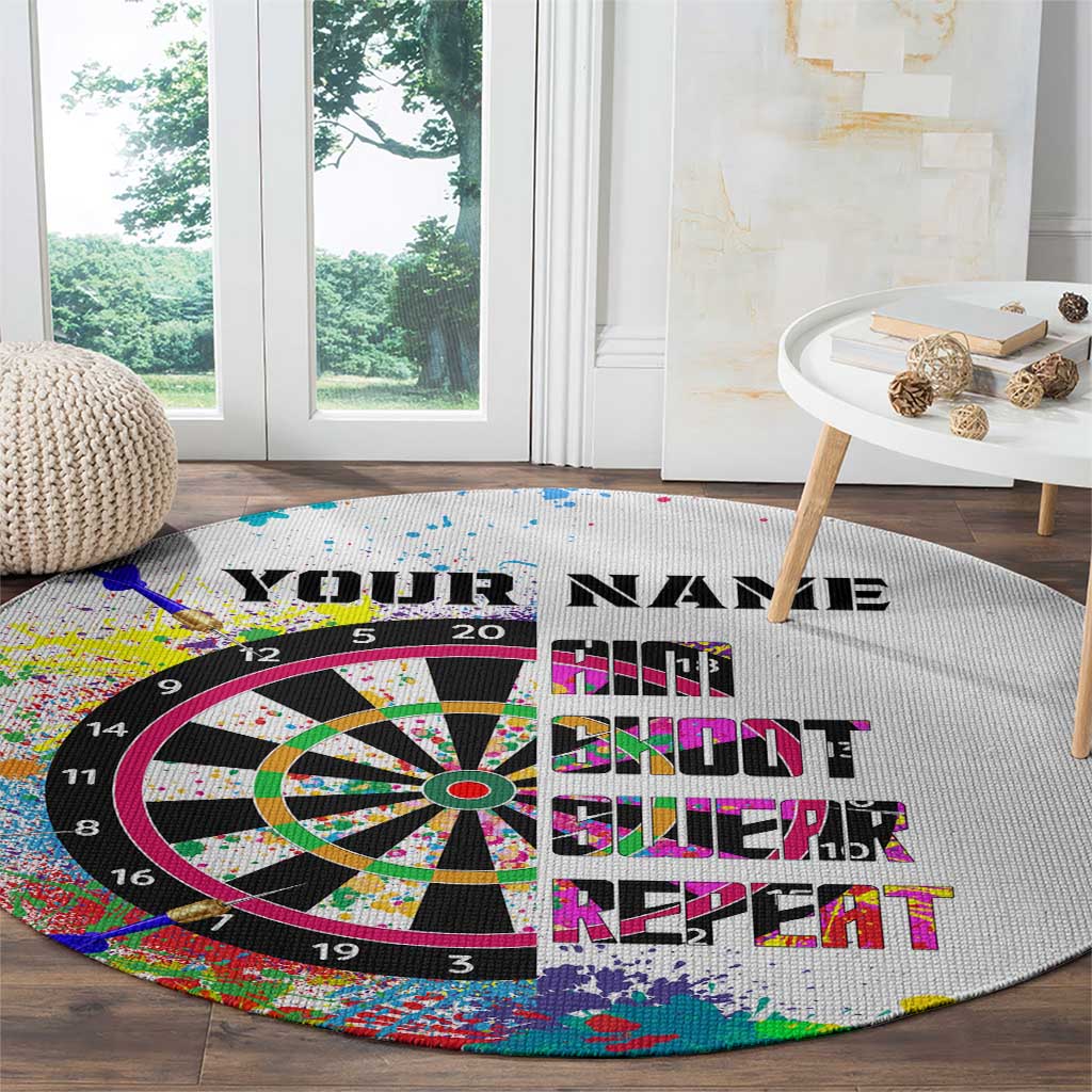 Colorful Dartboard and Splatter Paint Darts Round Carpet Personalized Motivational Quote - Wonder Print Shop